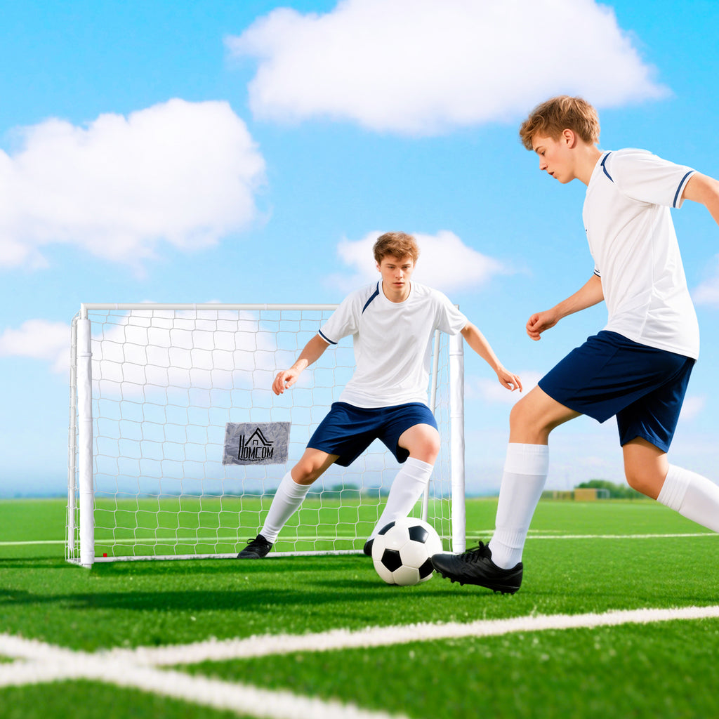 Baliza de Futebol Baliza de Futebol com Suporte de Metal e Rede para Treino e Diversão de Futebol no Jardim Ar Livre 186x62x123 cm Branco — foto 2