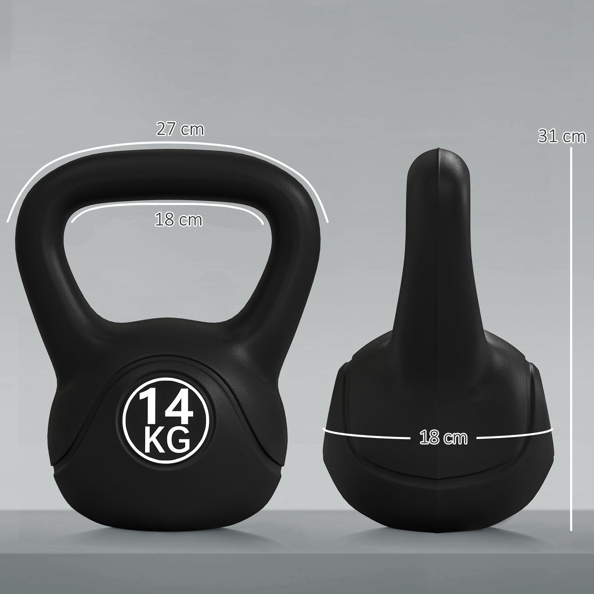 Peso Russo de 14 kg Kettlebell Fitness Preenchido de Areia com Punho Largo Antiderrapante para Exercícios e Treinos em Casa Ginásio 26x18x32 cm Preto — foto 3