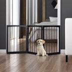 Barreira de Segurança Dobrável de 3 Painéis Portátil para Animais de Estimação Grade de Proteção para Cães Pequenos 160x76 cm para Portas Escadas Corredores Castanho — foto 2