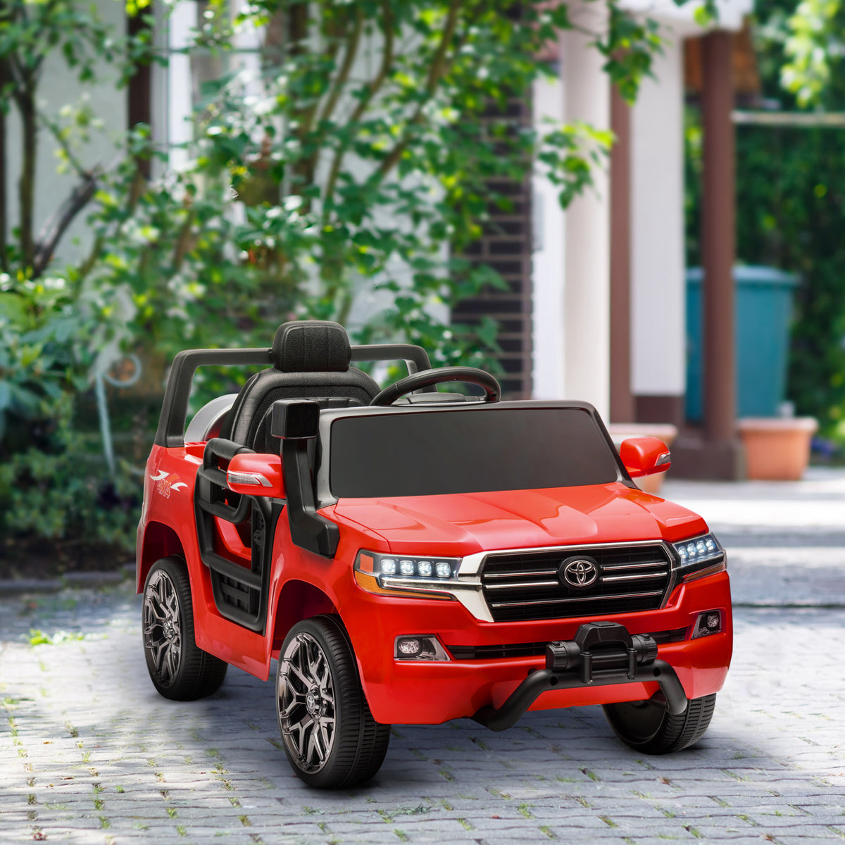 Carro Elétrico para Crianças acima de 3 Anos Carro Elétrico Toyota Land Cruiser com Bateria 12V Controlo Remoto Faróis Buzina Arranque Lento e Música MP3 107x65x55,5 cm Vermelho — foto 2