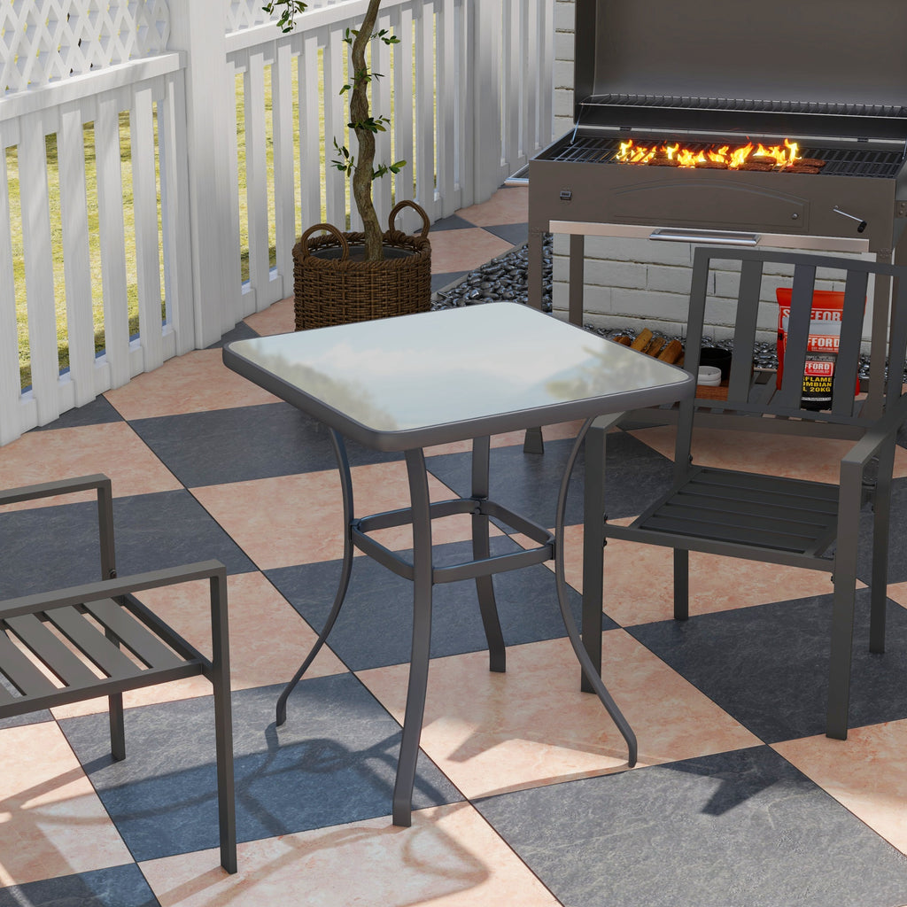 Mesa de vidro temperado com bordas arredondadas para pátio Terraço Varanda 68,5x68,5x84 cm Preto e translúcido — foto 2