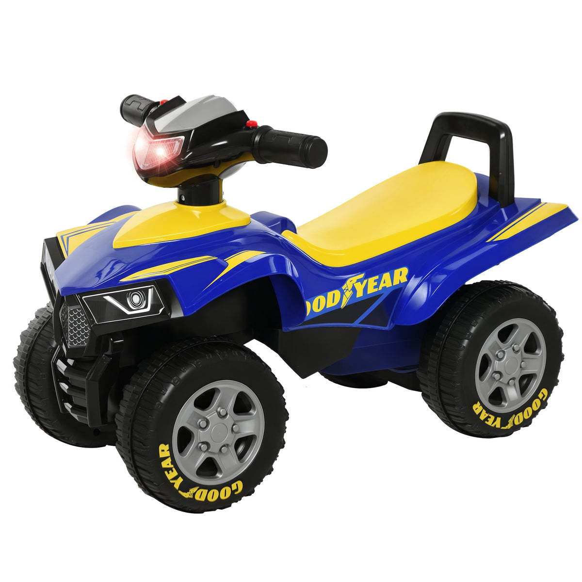 Quad Andador com Licença GOODYEAR para Crianças de 18-36 Meses Moto Quádrupla com Luzes, Buzina e Espaço Secreto de Armazenamento 60x31x42 cm Azul — foto 1