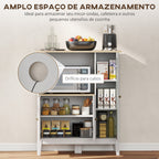 Móvel Auxiliar de Cozinha Moderno Móvel para Micro-Ondas Móvel de Cozinha com Prateleiras 3 Portas Compartimento Aberto Sistema Anti-Tombo para Sala de Jantar 80x35x97 cm Branco — foto 4