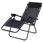 Conjunto de 1 Mesa e 2 Espreguiçadeiras Conjunto de Exterior Dobrável e Portátil para Jardim Praia Relaxante com Encosto Reclinável Textilene Aço Preto — foto 7
