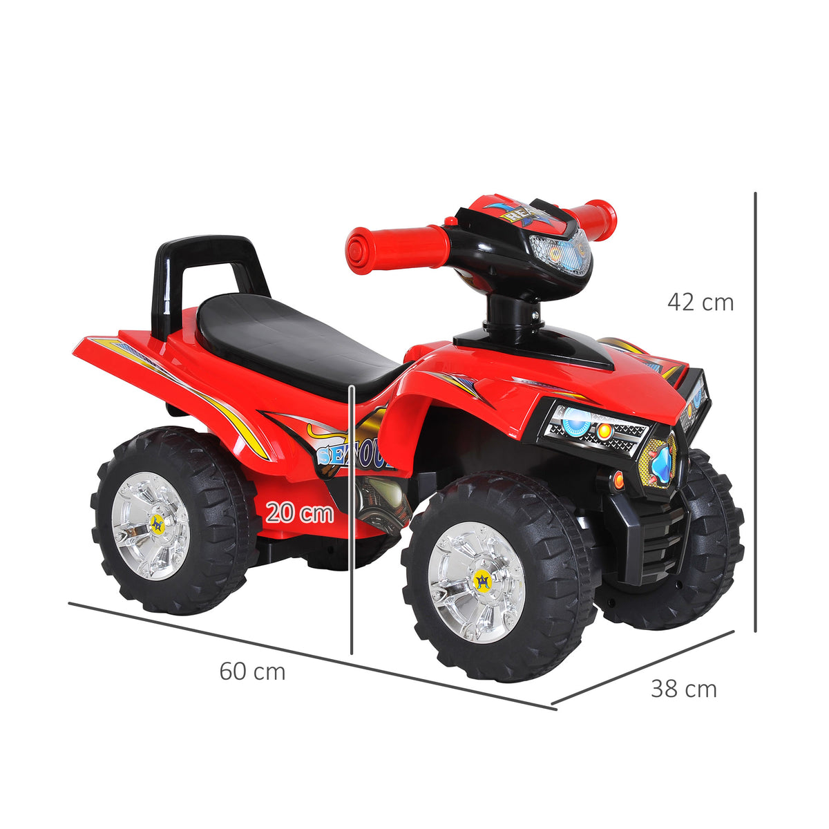 Quad passeio de criança Carro de bebê sem pedais brinquedo com chifre 60x38x42cm — foto 3