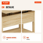 Mesa de Centro Elevável e Extensível Mesa de Sala com Compartimento Oculto Prateleira Aberta 100x45x50,5 cm Madeira Natural — infografia 2