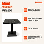 Mesa Tunka Black 70 cm — Mármore Preto — Infografia — vantagens