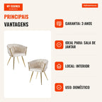 Pack 2 Cadeiras Dinu Golden Veludo — Beige — Infografia — vantagens