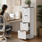 Móvel para Escritório com 4 Gavetas Bloco de Gavetas de Escritório Móvel Arquivador Suporte para Impressora com Trilho Suspenso para A4 e Carta 40x40x131 cm Branco — Em utilização | In use