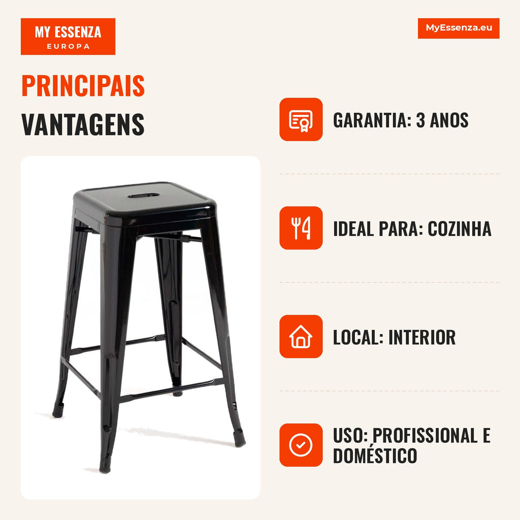 Banco Meyer Baixo 65 cm — Preto — Infografia — vantagens