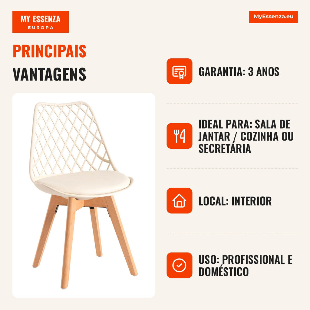 Cadeira Mani — Beige — Infografia — vantagens