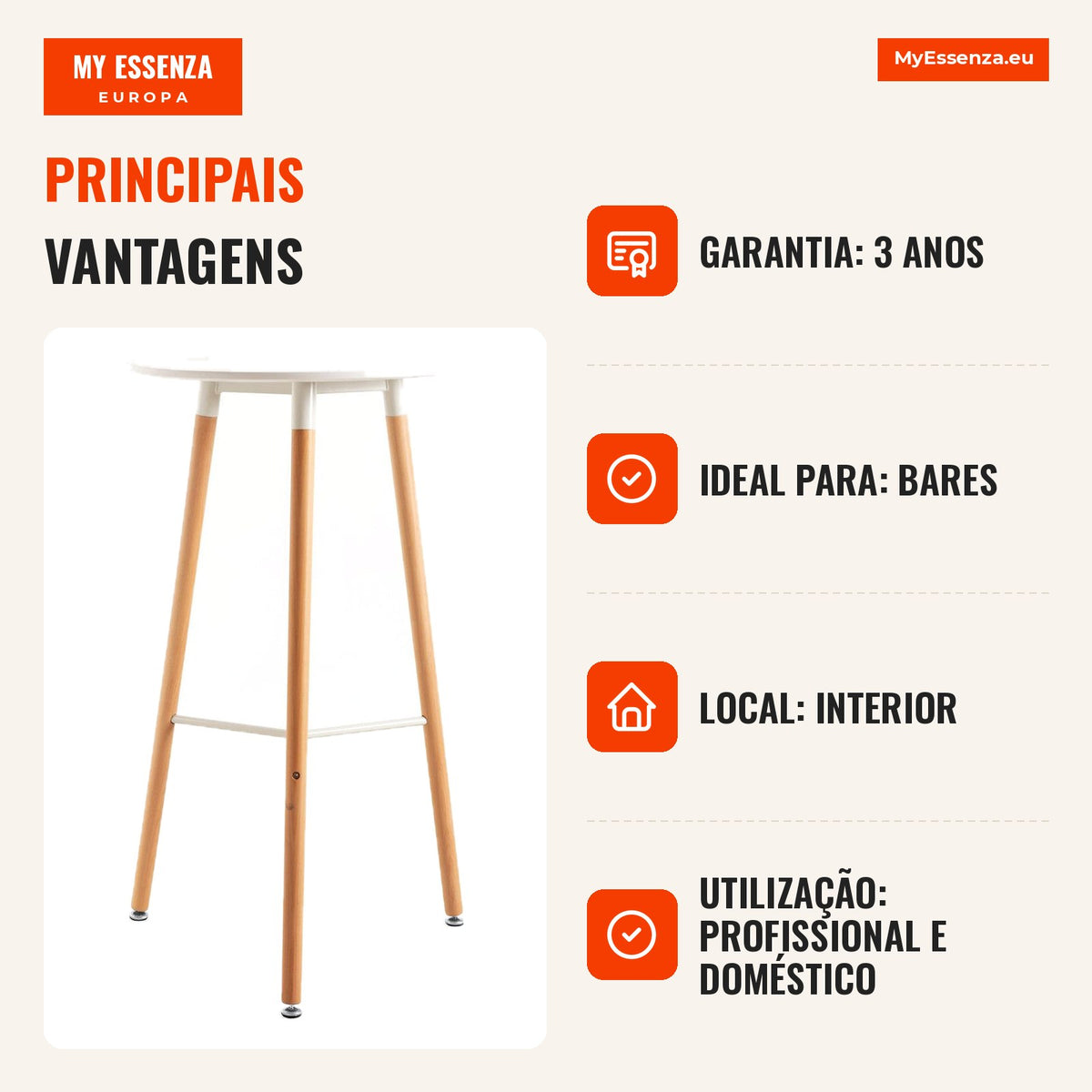 Mesa Nera Alta 60 cm — Branco — Infografia — vantagens