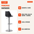 Banqueta Alta Regulavel Mona — Preto — Infografia — vantagens