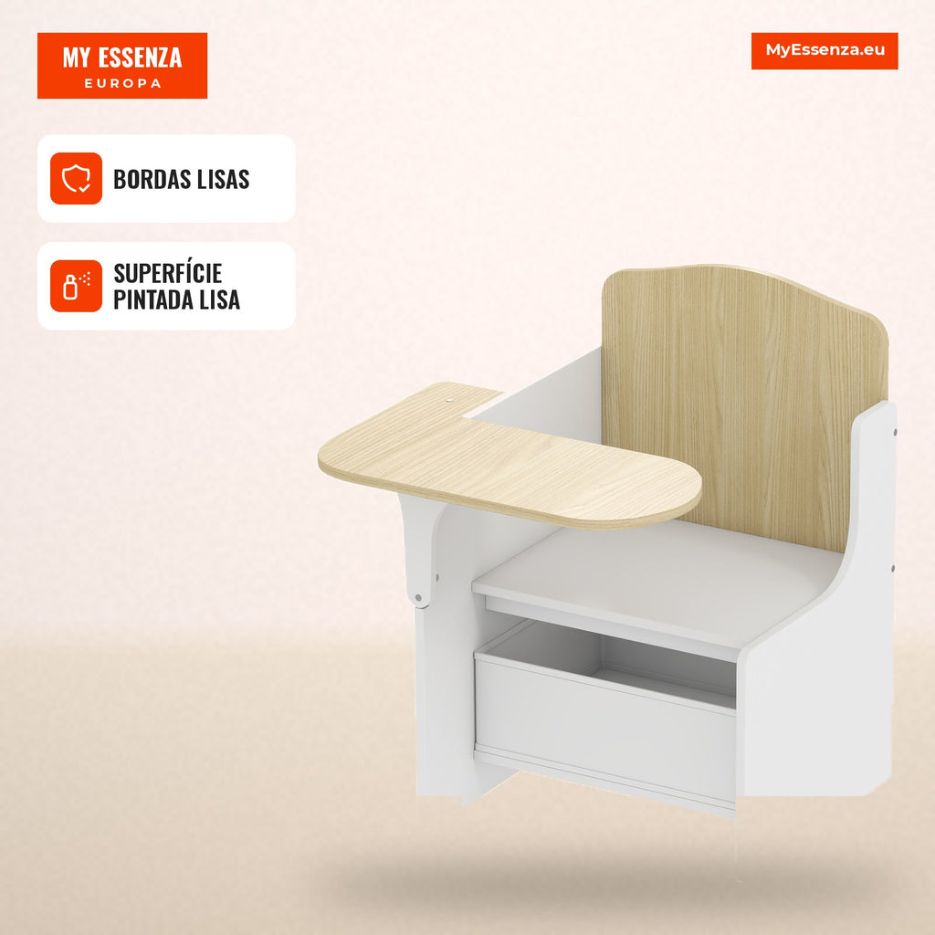 Mesa e Cadeira para Crianças com Cesto de Arrumação Conjunto de Mesa de Atividades 2 em 1 para Desenho Leitura e Brincadeiras Branco — infografia 2