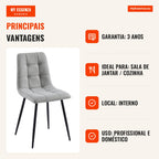 Cadeira Stahk Tecido — Cinza claro — Infografia — vantagens