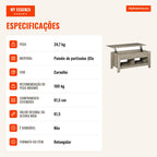 Mesa de Centro com Tampo Elevável Mesa de Sala com Prateleiras e Compartimento Oculto 105x50x49-62,5 cm Carvalho Claro — infografia 2