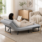 Sofá Cama Sofá Convertível em Cama de 2 Lugares Dobrável com Encosto Ajustável em 5 Níveis e 2 Almofadas Acolchoadas para Escritório Dormitório Sala de Estar 102x73x81 cm Cinza — Em utilização | In use