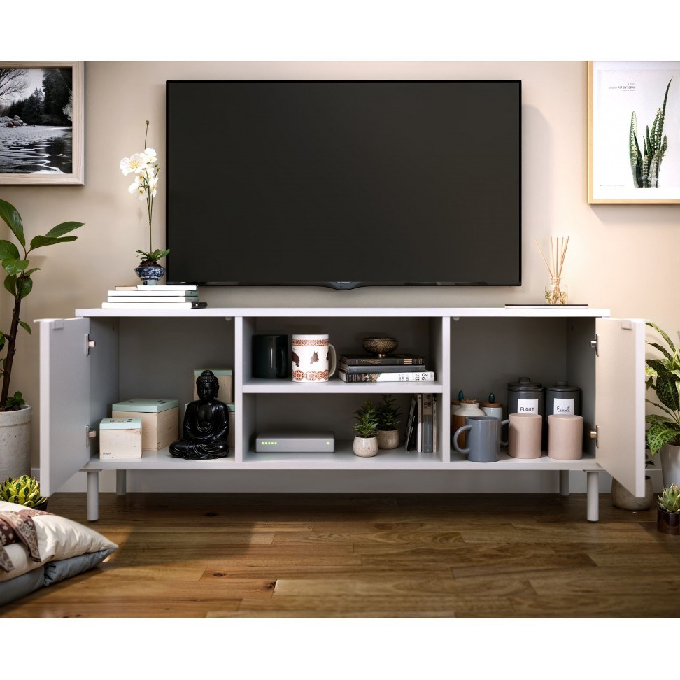 Móvel de televisão em melamina branco 46 x 120 x 30 cm — foto 2