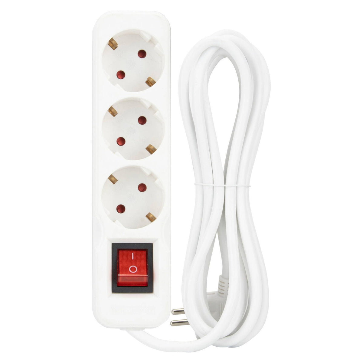 Bloco de 3 tomadas branco com interruptor — foto 2