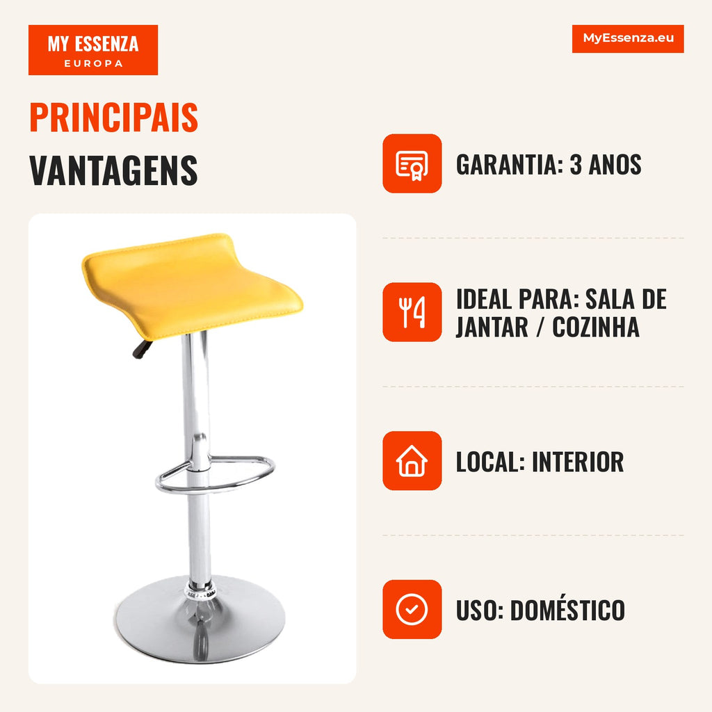 Pack 4 Bancos Tom — Amarelo — Infografia — vantagens