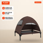 Cama para Cães Exterior com Dossel Cama Elevada para Cães de Porte Médio 76x61x71 cm Café — infografia 2