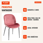 Cadeira Shel Black Veludo — Rosa — Infografia — vantagens