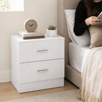 Mesa de Cabeceira Moderna, Mesa de Cabeceira para Quarto com 2 Gavetas, Mesa Auxiliar para Sala, Quarto, Vestiário, 45x39,5x49 cm, Branco — Em utilização | In use