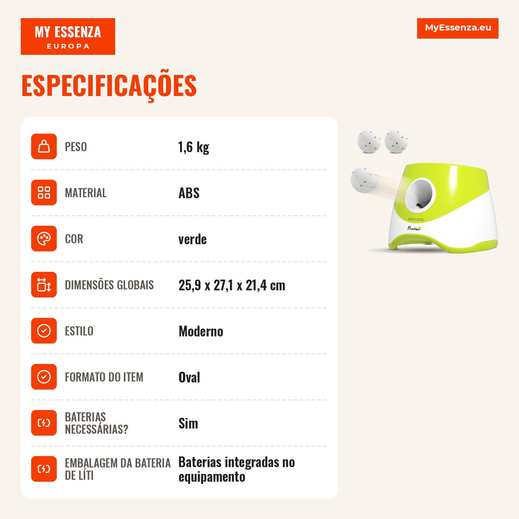 Lançador Automático de Bolas para Cães com 3 Bolas ETPU Distâncias 6/10/14 m Modo Aleatório Verde — infografia 2