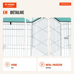 Parque para Cães Cercado para Cães 6 Painéis com Teto Modular e Dobrável Cercado Portátil 120x120x76 cm com Porta Prata Verde — infografia 2