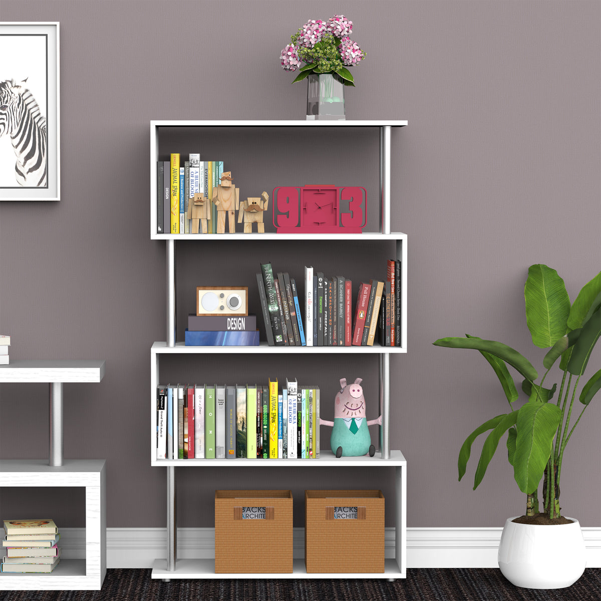 Estante de madeira 80x30x145cm Estante Prateleiras Livraria Branco — foto 2