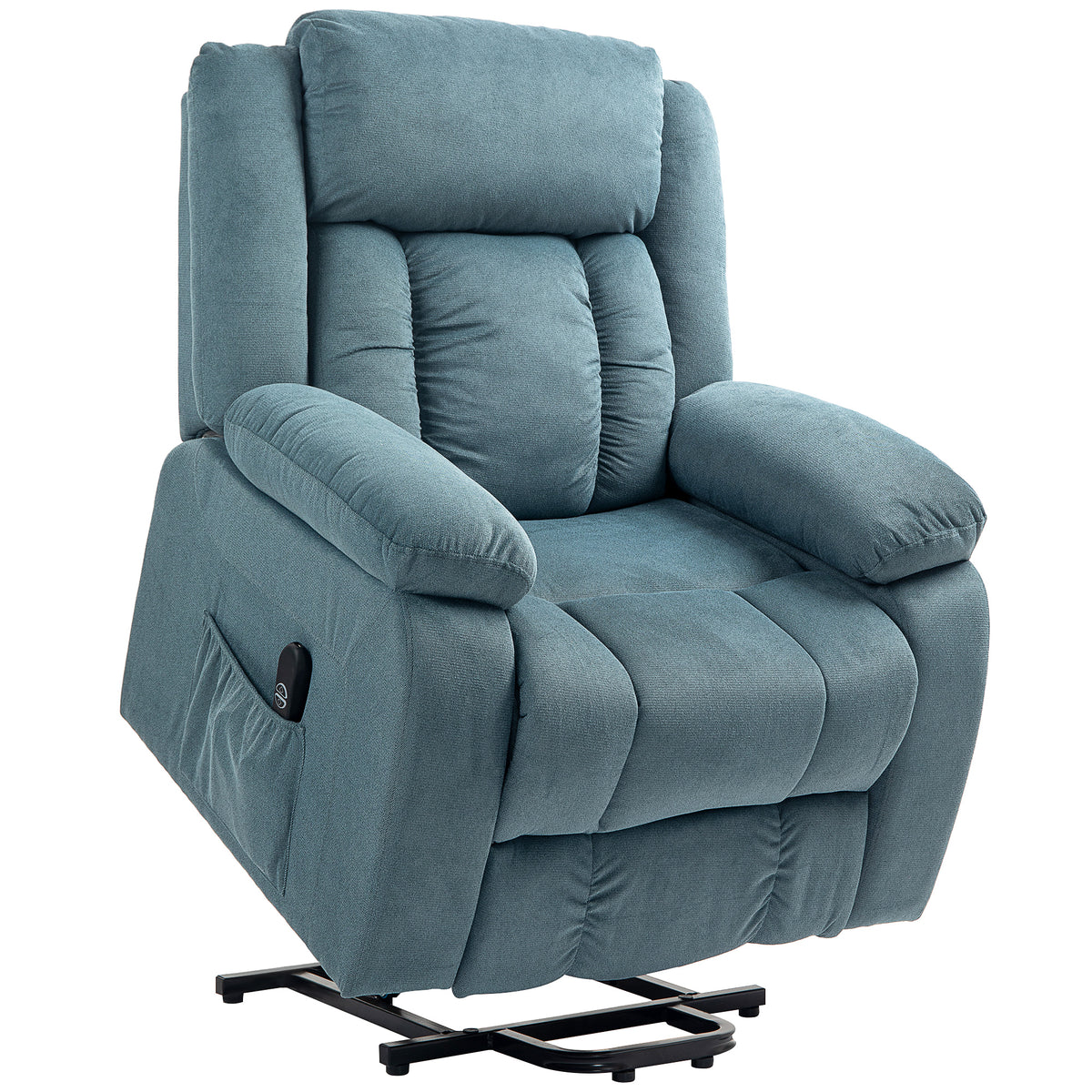 Poltrona Relax Reclinável Elétrica Poltrona Levanta Pessoas com Controlo Remoto Apoio para os Pés e Bolsos Laterais Poltrona Elevatória para Sala de Estar Dormitório 92x94x105 cm Azul — foto 1