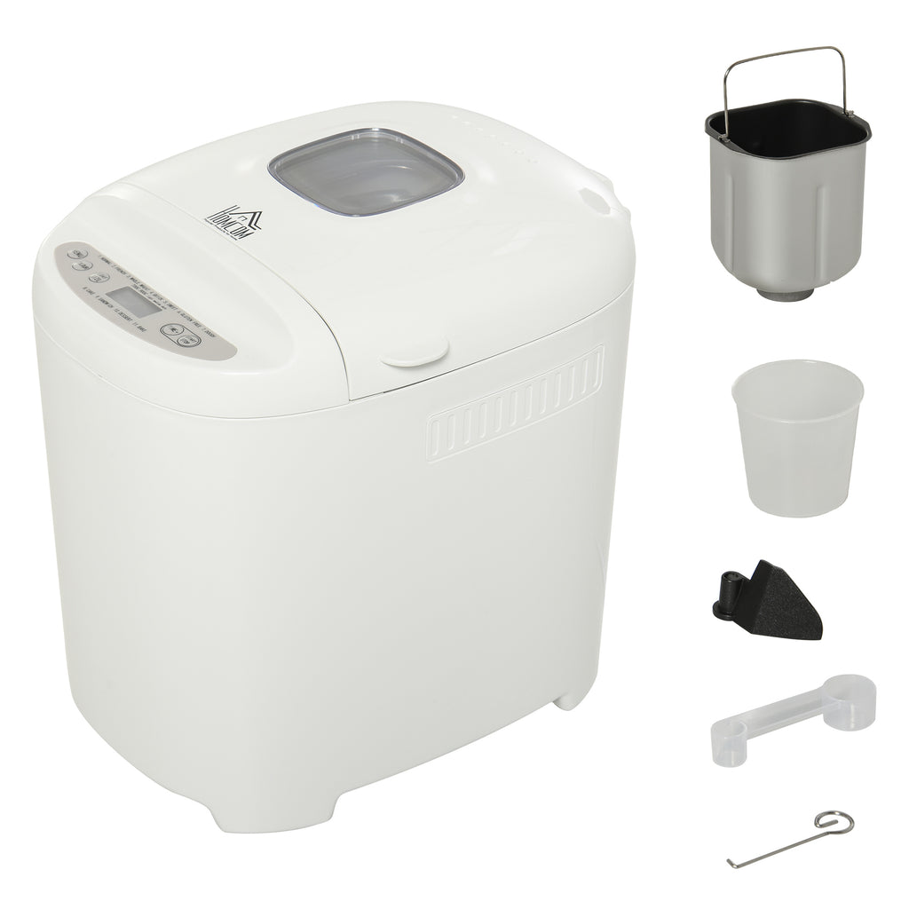 Máquina de Pão Automática com 11 Programas para Pães e Doces com Tela de LCD Temporizador programável de 13 horas em Aço Inoxidável 29,6x23,3x29,2 cm Branco — foto 1