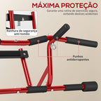 Barra de Elevação Multifuncional Barra de Elevação de Parede Carga 150 kg para Exercícios e Treino em Casa Ginásio Vermelho e Preto — foto 6