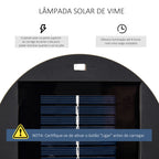 Candeeiro Solar de Vime de Energia Solar com LED 1,5 W Interruptor de Controle Automático de Luz Decoração Exterior Ø21,5x61cm Preto — foto 4