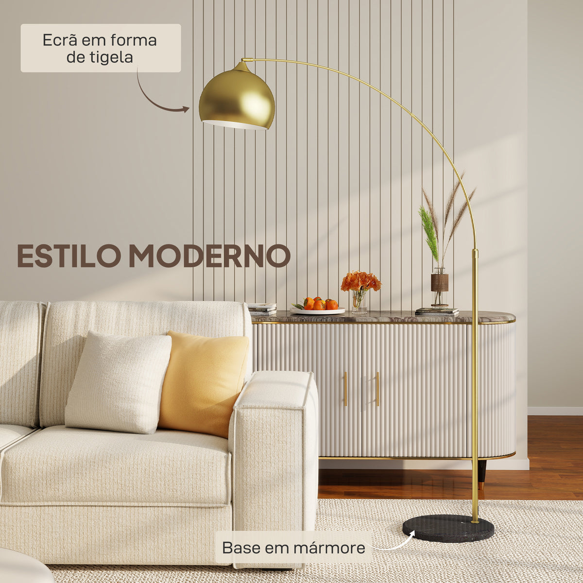 Candeeiro de Pé em Forma de Arco com Altura e Comprimento Ajustáveis Candeeiro de Leitura para Lâmpadas E27 Potência Máxima 40W com Interruptor de Pé 110-115x30x170-180 cm Dourado e Preto — foto 4