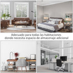 Armário prateleira com 5 compartimentos Gaveta 2 Armários com portas Dispositivo Anti-Tombamento 60x30x150 cm Madeira Natural — foto 6