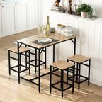 Conjunto de Mesa de Bar com 4 Bancos com Apoio para os Pés Conjunto de Móveis de 5 Peças Mesa de 100x60x88cm e Bancos de 32x32x57cm para Sala de Jantar Cozinha Preto e Carvalho — foto 2