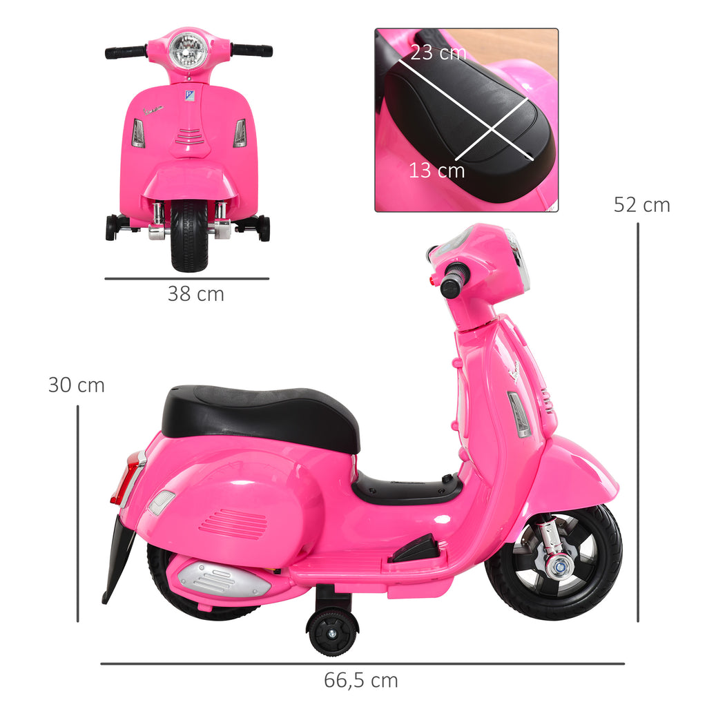 Mota elétrica para crianças com licença acima de 18 meses com faróis buzina e 4 rodas licenciadas 66,5x38x52 cm Rosa — foto 3