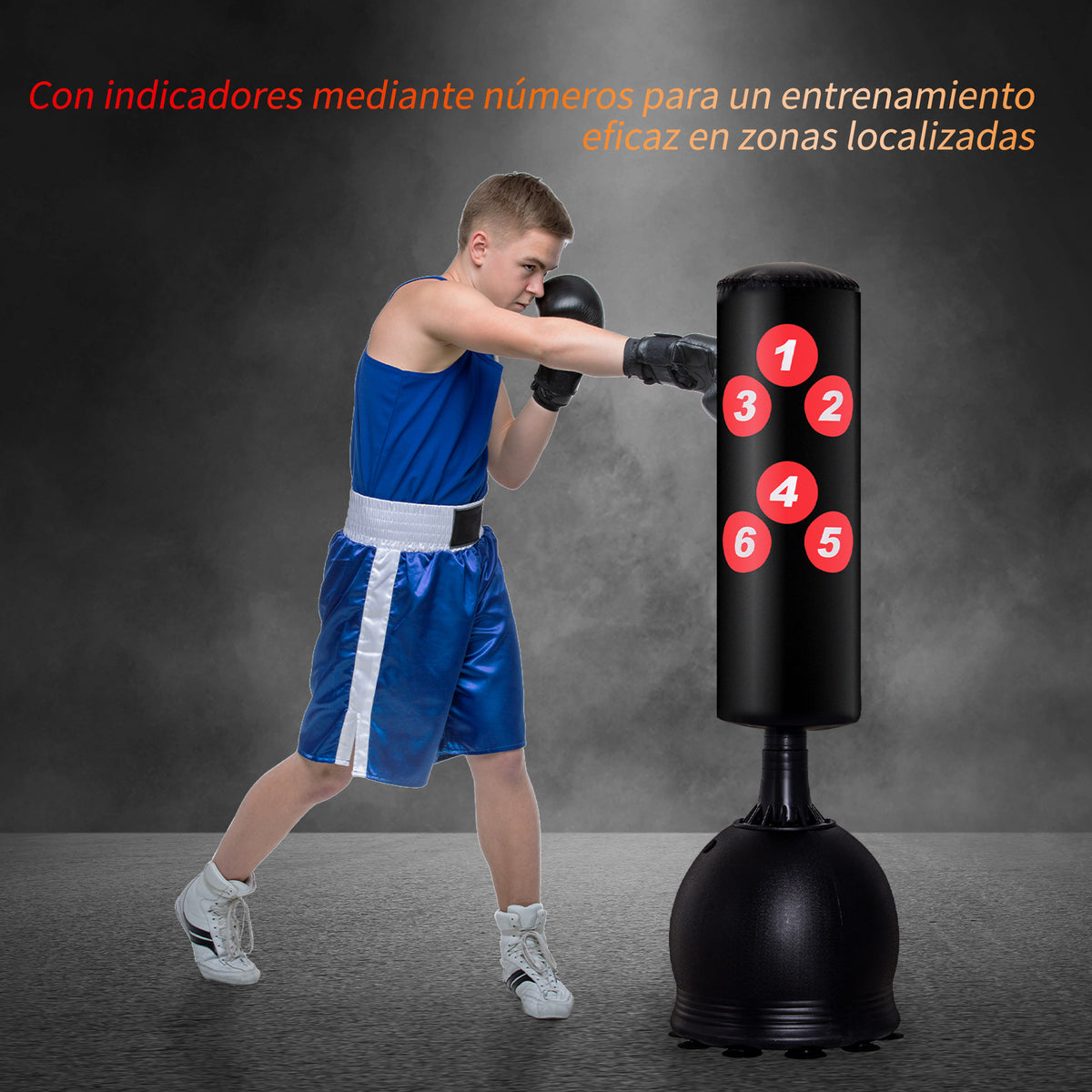 Saco de Boxe de Pé 165cm Sacos de Chão com Suporte para Preencher de Água ou Areia para Adultos e Crianças Preto — foto 5