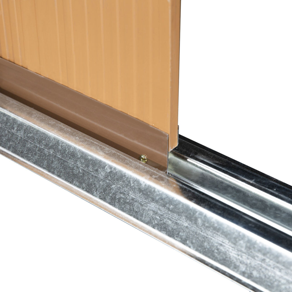 Abrigo de Jardim Metálico 340x386x200cm Abrigo de Exterior para Armazenamento de Ferramentas com Base de Reforço Incluida 4 Janelas de Ventilação e Porta Corredeira Marrom — foto 9