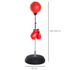 Saco de Boxe de Pé Punching Ball com Altura Ajustável em 4 Níveis 126-144 cm Base Preenchível e Luvas de Boxe para Adultos e Adolescentes Vermelho e Preto — foto 3