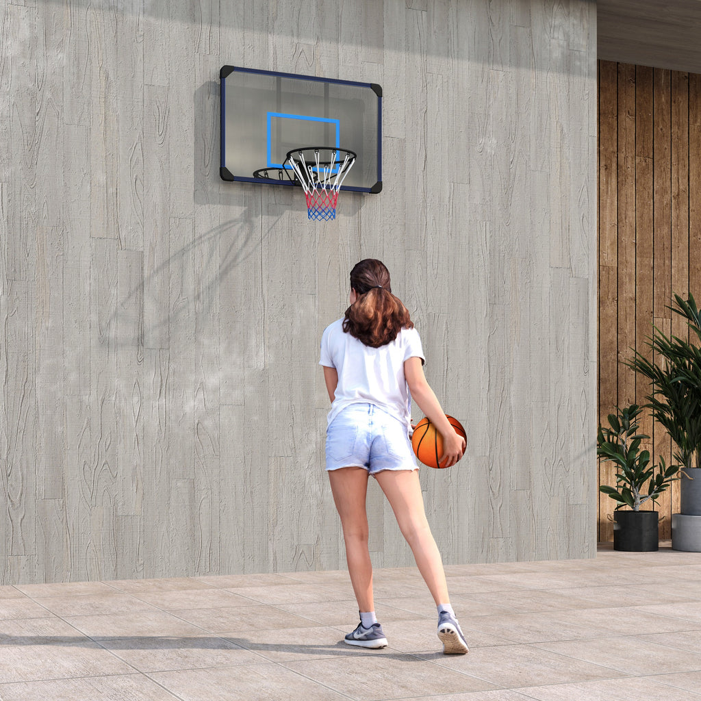 Tabela de Basquetebol de Parede Cesta de Basquetebol para Exterior 113x61x73 cm Azul e Preto — foto 2