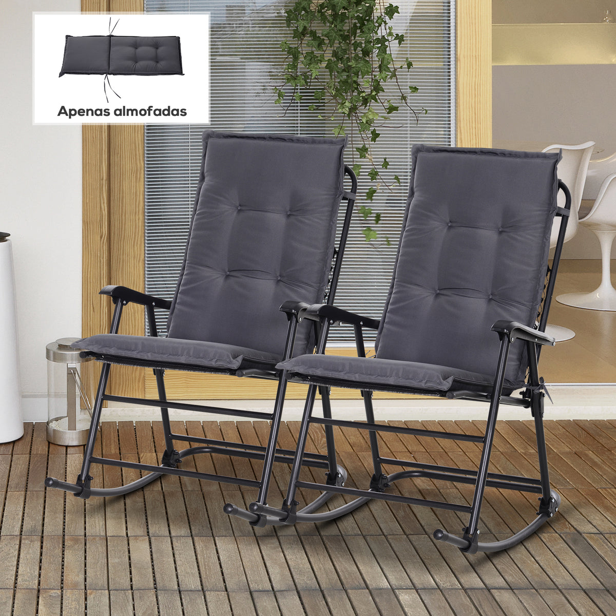 Almofada única para espreguiçadeira ao ar livre para cadeiras de jardim confortáveis com corda de fixação 120x50x6cm cinza — foto 2