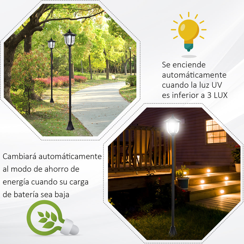Candeeiro Solar com Painel Solar Candeeiro de Jardim com 6 LEDS Autonomia 6-8 horas Ø26x177 cm Preto — foto 7