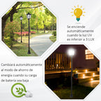 Candeeiro Solar com Painel Solar Candeeiro de Jardim com 6 LEDS Autonomia 6-8 horas Ø26x177 cm Preto — foto 7