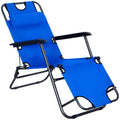 Espreguiçadeira Reclinável com Almofada para a Cabeça Espreguiçadeira Dobrável e Portátil para Praia Campismo 118x60x80cm Azul — foto 1