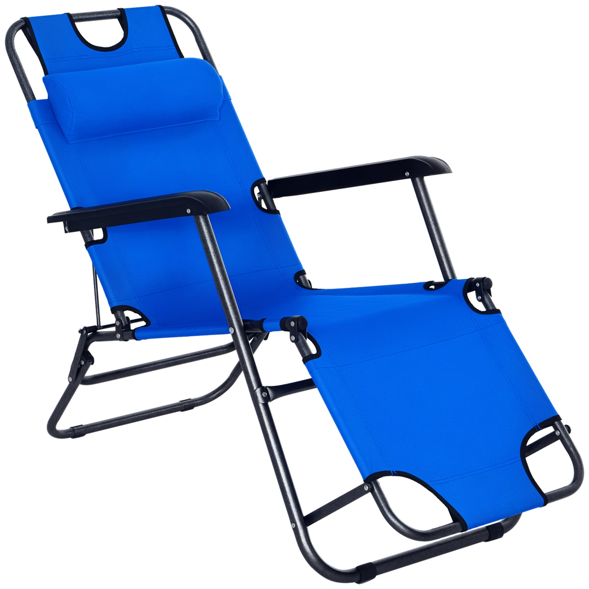 Espreguiçadeira Reclinável com Almofada para a Cabeça Espreguiçadeira Dobrável e Portátil para Praia Campismo 118x60x80cm Azul — foto 1