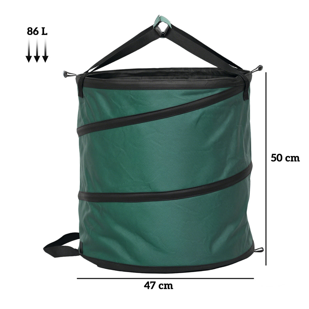 Conjunto de 4 Sacos para Resíduos de Jardim 86L Sacos para Resíduos Resistentes com Pegas Tampa com Fecho e Desenho Pop-Up Dobráveis e Reutilizáveis Ø47x50 cm Verde — foto 3