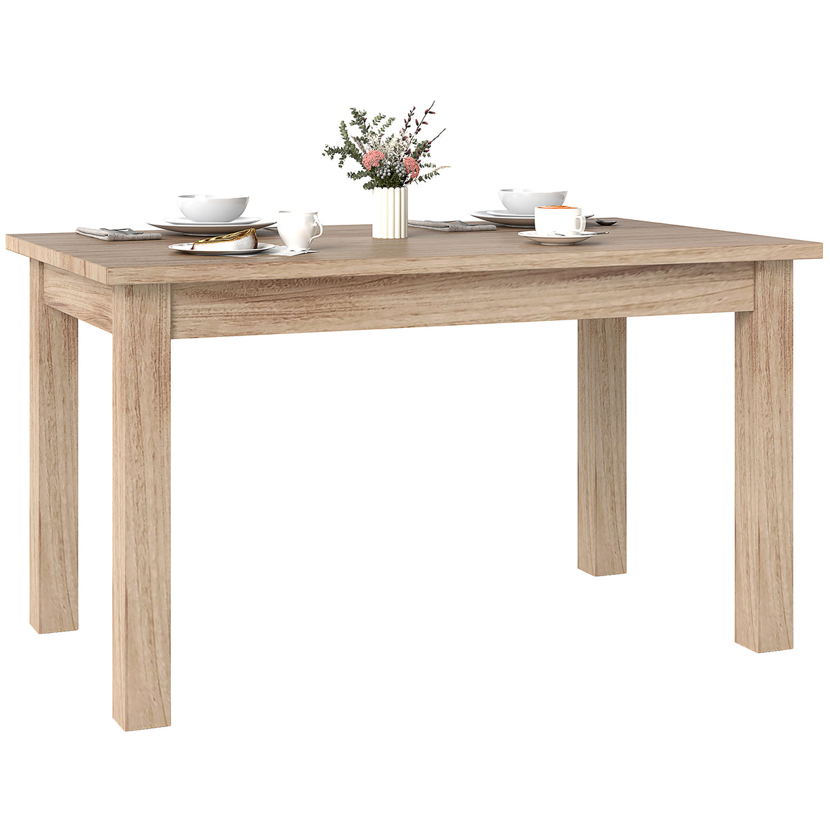 Mesa de Jantar Mesa Retangular para 6 Pessoas Mesa de Refeição com Bancada Laminada para Cozinha Sala 140x80x78 cm Madeira — foto 1