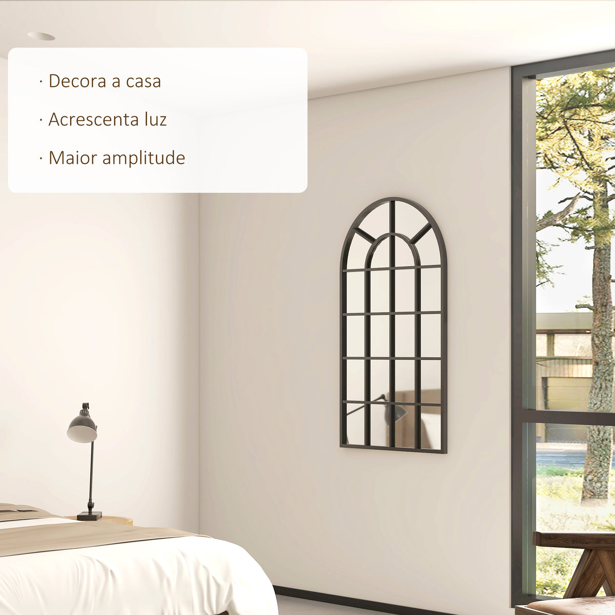 Espelho Decorativo de Parede Moderno Espelho de Parede 65x110 cm com Estrutura de Metal para Sala de Estar Corredor Entrada Preto — foto 4
